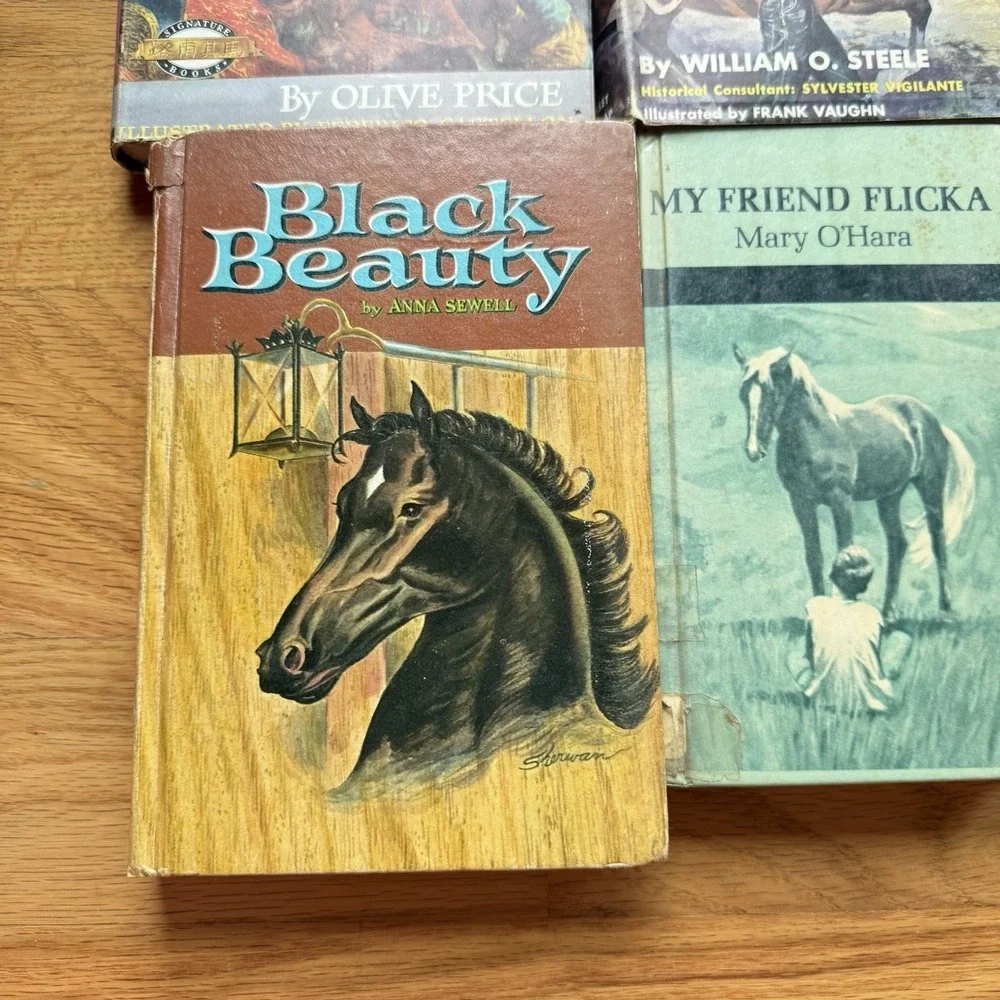 Vintage Lot Of Children's Books Black Beauty Marco Polo Pony Express Vintage 50s
